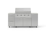 NewAge Outdoor Kitchens Outdoor Grill Island Stainless-Steel 6-Piece Cabinet Set with Casters 1 Door, 3 Drawer, Grill Cabinet, Performance Grill and Dekton in Aeris Countertops - (Liquid Propane) 