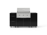 NewAge Outdoor Kitchens Outdoor Grill Island Aluminum 6-Piece Cabinet Set with Casters 1 Door, 3 Drawer, Grill Cabinet, Performance Grill and Dekton in Sirius Countertops - (Liquid Propane) 