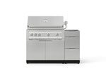 NewAge Outdoor Kitchens Outdoor Grill Island Stainless-Steel 3-Piece Cabinet Set with 3-Drawer, Grill Cabinet and Platinum Grill - (Liquid Propane) 