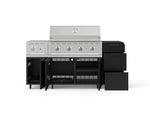 NewAge Outdoor Kitchens Outdoor Grill Island Stainless-Steel 6-Piece Cabinet Set with Casters and 3-Drawer, Grill Cabinet, Performance Grill, Side Burner and Dekton in Sirius Countertop - (Liquid Propane) 