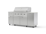NewAge Outdoor Kitchens Outdoor Grill Island Stainless-Steel 6-Piece Cabinet Set with Casters and 1-Door, Grill Cabinet, Performance Grill, Side Burner and Dekton in Aeris Countertop - (Liquid Propane) | Garage Giant 