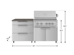 NewAge Outdoor Kitchens Stainless Steel 4-Piece Cabinet set with Casters and 3 Drawer, Grill Cabinet, Platinum Grill, Countertop-72181-Garage Giant 