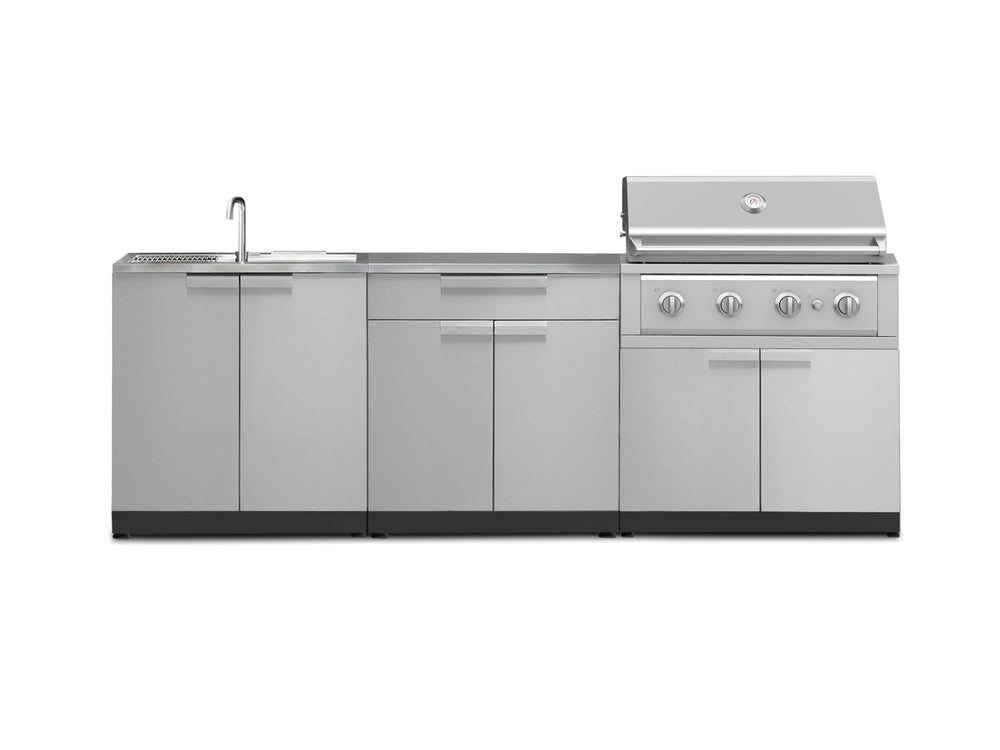 NewAge Outdoor Kitchens Stainless Steel 5-Piece Cabinet Set with Sink, 2-Door with Drawer, Grill Cabinet, Performance Grill and Countertop-71145-Garage Giant