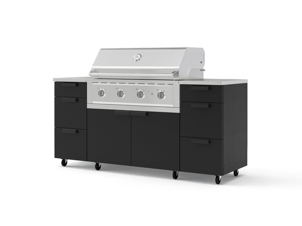 NewAge Outdoor Kitchens Outdoor Grill Island Stainless-Steel 6-Piece Cabinet Set with Casters 3 Drawers, Grill Cabinet, Performance Grill, Countertops | 74376