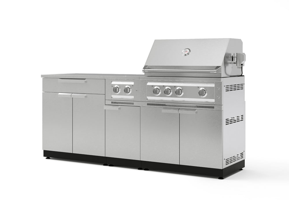 NewAge Outdoor Kitchens Stainless Steel 6-Piece Cabinet Set with Platinum Grill, Dual Side Burner, Bar and Grill Cabinet and Stainless Steel Countertop.-71548-Garage Giant
