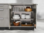 NewAge Outdoor Kitchens Stainless Steel 7-Piece Cabinet Set with 2 Door, Bar, Corner, Grill Cabinet, Platinum Grill, and Countertops 
