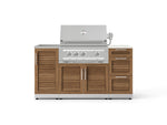 NewAge Outdoor Kitchens Outdoor Grill Island Stainless-Steel Louvered 5-Piece Cabinet Set with Sink, 3 Drawer, Grill Cabinet, Platinum Grill and Stainless Steel Countertop - (Natural Gas) 