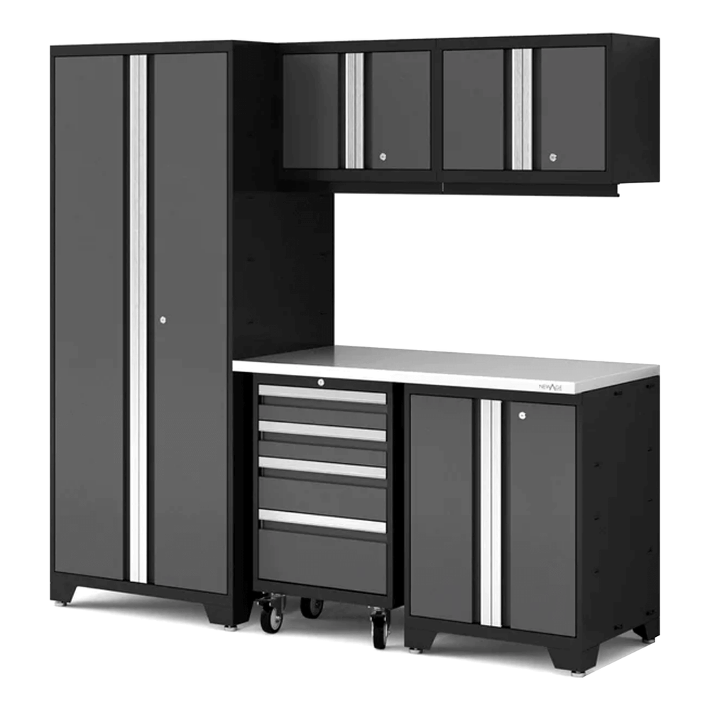 NewAge Garage Cabinets Bold Series XL 6-Piece Garage Cabinets Set with Tool, Base, Wall Cabinets and 30 in. Locker-64001-Garage Giant