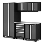NewAge Garage Cabinets Bold Series XL 6-Piece Garage Cabinets Set with Tool, Base, Wall Cabinets and 30 in. Locker-64001-Garage Giant 