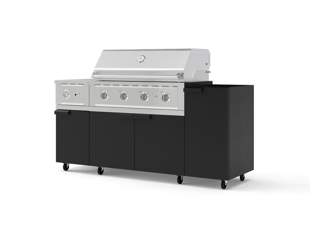 NewAge Outdoor Kitchens Outdoor Grill Island Stainless-Steel 5-Piece Cabinet Set with Casters and 1-Door, Grill Cabinet, Side Burner and Performance Grill - (Liquid Propane) | Garage Giant