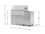 NewAge Outdoor Kitchens Outdoor Grill Island Stainless-Steel 3-Piece Cabinet Set with Casters and 3-Drawer, Grill Cabinet and Platinum Grill - (Liquid Propane) 