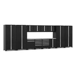 Newage Products Pro 3.0 Series 14-Piece Garage Cabinet Set With Multi-Function Cabinet-64305-Black-Stainless Steel Worktop-None-Garage Giant 