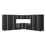 Newage Products Pro 3.0 Series 16-Piece Garage Cabinet Corner Set-52159-Grey-Bamboo Worktop-None-Garage Giant 