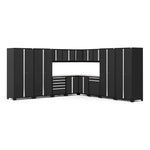 Newage Products Pro 3.0 Series 16-Piece Garage Cabinet Corner Set-52159-Grey-Bamboo Worktop-None-Garage Giant 