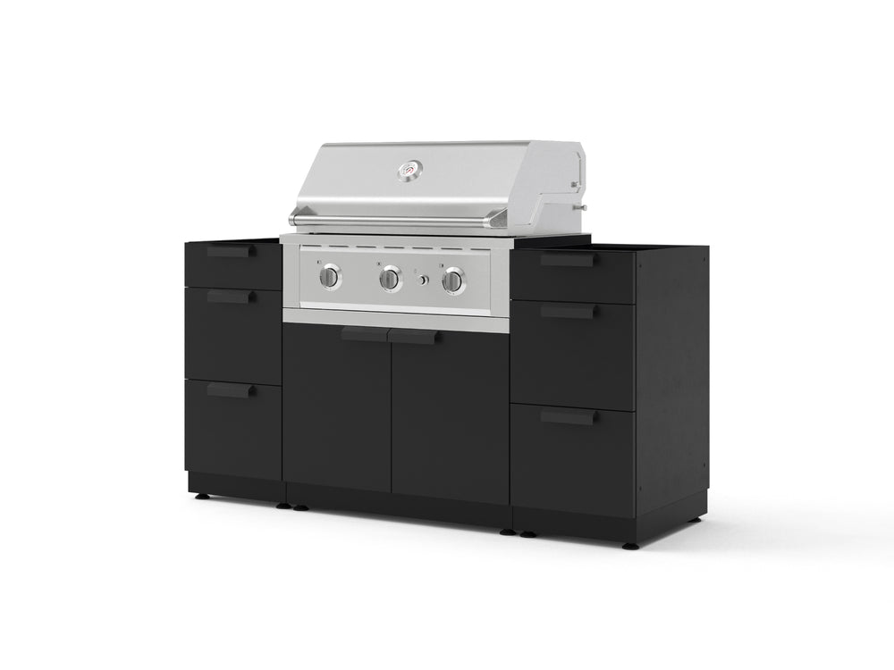 NewAge Outdoor Kitchens Outdoor Grill Island Stainless-Steel 5-Piece Cabinet Set with 3 Drawers, Grill Cabinet and Performance Grill - (Liquid Propane) | Garage Giant