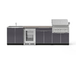 NewAge Outdoor Kitchens Aluminum 6-Piece Cabinet Set with Sink, Bar, Grill Cabinet, Platinum Grill, Countertop and Fridge-72060-Garage Giant 