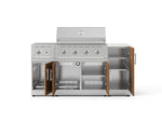 NewAge Outdoor Kitchens Outdoor Grill Island Stainless-Steel Louvered Doors 6-Piece Cabinet Set with 1-Door, Grill Cabinet, Performance Grill, Side Burner and Dekton in Aeris Countertop - (Liquid Propane) 