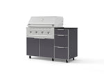 NewAge Outdoor Kitchens Outdoor Grill Island Aluminum 4-Piece Cabinet Set with Casters and 3-Drawer, Grill Cabinet, Performance Grill and Dekton in Sirius Countertop - (Liquid Propane) | Garage Giant 