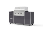 NewAge Outdoor Kitchens Outdoor Grill Island Aluminum 5-Piece Cabinet Set with Casters 1 Door, 3 Drawer, Grill Cabinet and Performance Grill - (Liquid Propane) | Garage Giant 