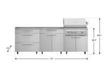 NewAge Outdoor Kitchens Stainless Steel 5-Piece Cabinet Set with Casters and 3 Drawer, Bar, Grill Cabinet, Platinum Grill, Countertop-72657-Garage Giant 