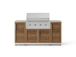 NewAge Outdoor Kitchens Outdoor Grill Island Stainless-Steel Louvered Doors 6-Piece Cabinet Set with 1 Door, Grill Cabinet, Performance Grill and Countertops 