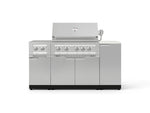 NewAge Outdoor Kitchens Outdoor Grill Island Stainless-Steel 6-Piece Cabinet Set with 1-Door, Grill Cabinet, Platinum Grill, Dual Side Burner and Dekton in Aeris Countertop - (Natural Gas) 