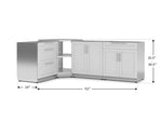 NewAge Outdoor Kitchens Stainless Steel 4-Piece Cabinet Set with Corner Shelf, 2-Door, 3-Drawer, Bar Cabinet-67699-Garage Giant 