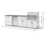 NewAge Outdoor Kitchens Stainless Steel 7-Piece Cabinet Set with 3-Drawer, Bar, Grill Cabinet, Performance Grill, Countertops, and Stainless Steel Door Fridge-73686-Garage Giant 