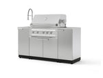 NewAge Outdoor Kitchens Outdoor Grill Island Stainless-Steel 5-Piece Cabinet Set with Sink, 1 Door, Grill Cabinet, Platinum Grill and Stainless Steel Countertop-75385-Garage Giant 