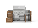 NewAge Outdoor Kitchens Outdoor Grill Island Stainless-Steel Louvered Doors 5-Piece Cabinet Set with 1 Door, 3 Drawer, Grill Cabinet and Platinum Grill - (Natural Gas) 