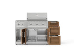 NewAge Outdoor Kitchens Outdoor Grill Island Stainless-Steel Louvered Doors 5-Piece Cabinet Set with 3-Drawer, Grill Cabinet, Side Burner and Performance Grill - (Liquid Propane) 