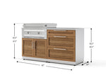 NewAge Outdoor Kitchens Stainless-Steel Louvered Doors 4-Piece Cabinet Set with 3 Drawer, Grill Cabinet, Platinum Griddle and Countertop-75148-Garage Giant 