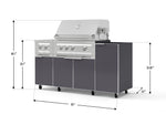 NewAge Outdoor Kitchens Outdoor Grill Island Aluminum 5-Piece Cabinet Set with Casters and 1-Door, Grill Cabinet, Dual Side Burner and Platinum Grill - (Liquid Propane) 