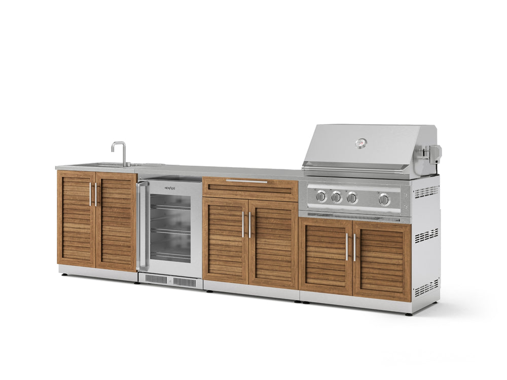 NewAge Outdoor Kitchens Aluminum 4-Piece Cabinet Set with Bar, Grill Cabinet, Platinum Grill, and Countertop - Thumbnail 5