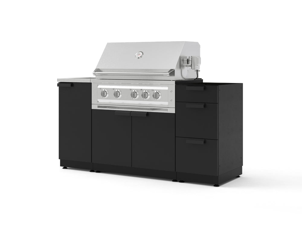 NewAge Outdoor Kitchens Outdoor Grill Island Stainless-Steel 5-Piece Cabinet Set with Sink, 3 Drawer, Grill Cabinet, Platinum Grill and Stainless Steel Countertop - (Natural Gas) | Garage Giant
