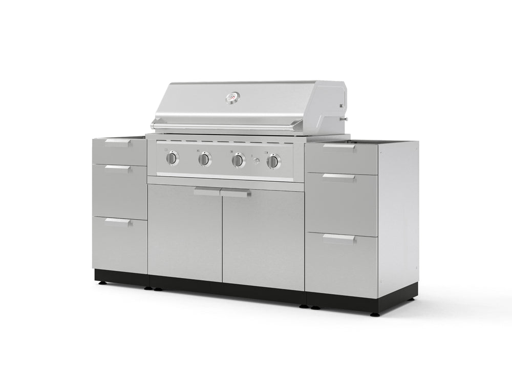 NewAge Outdoor Kitchens Outdoor Grill Island Stainless-Steel 5-Piece Cabinet Set with 3 Drawers, Grill Cabinet and Performance Grill - (Liquid Propane) | Garage Giant