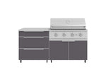 NewAge Outdoor Kitchens Aluminum 4-Piece Cabinet Set with Casters and 3 Drawer, Grill Cabinet, Performance Grill, Countertop-72200-Garage Giant 