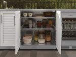 NewAge Outdoor Kitchens Stainless-Steel Louvered Doors 4-Piece Cabinet Set with Base, Grill Cabinet, Platinum Griddle and Countertop-75112-Garage Giant 