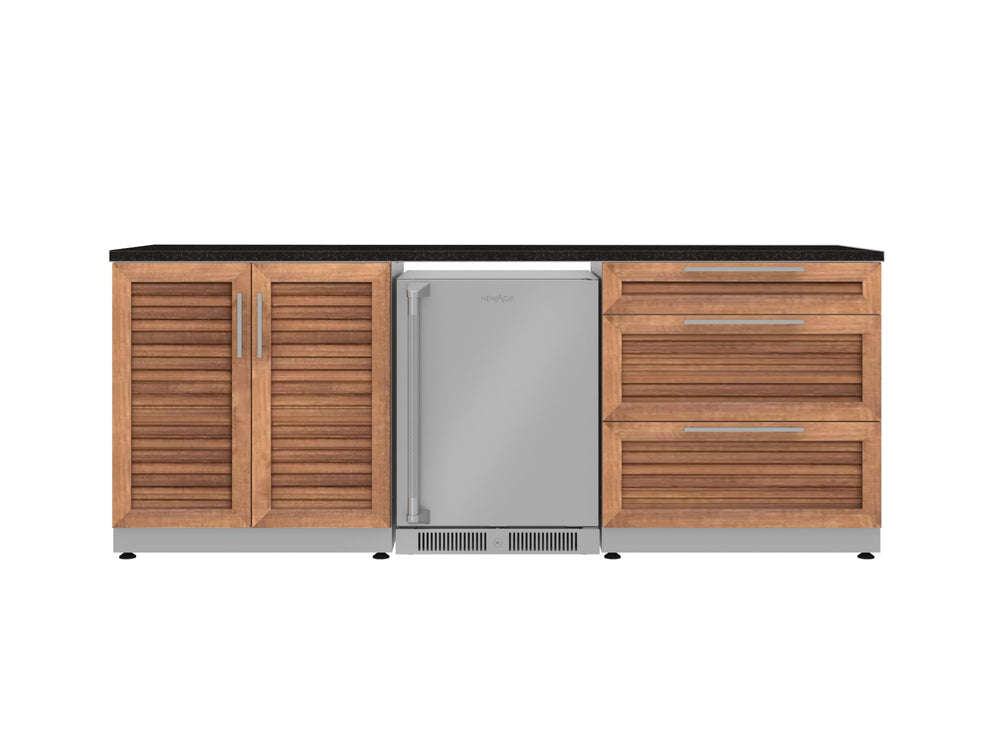 NewAge Outdoor Kitchens Stainless Steel 5-Piece Cabinet Set with 3-Drawer, 2-Door Cabinet, Countertops and Fridge-72118-Garage Giant
