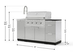 NewAge Outdoor Kitchens Outdoor Grill Island Stainless-Steel 5-Piece Cabinet Set with Sink, 3 Drawer, Grill Cabinet, Performance Grill and Stainless Steel Countertop - (Liquid Propane) 
