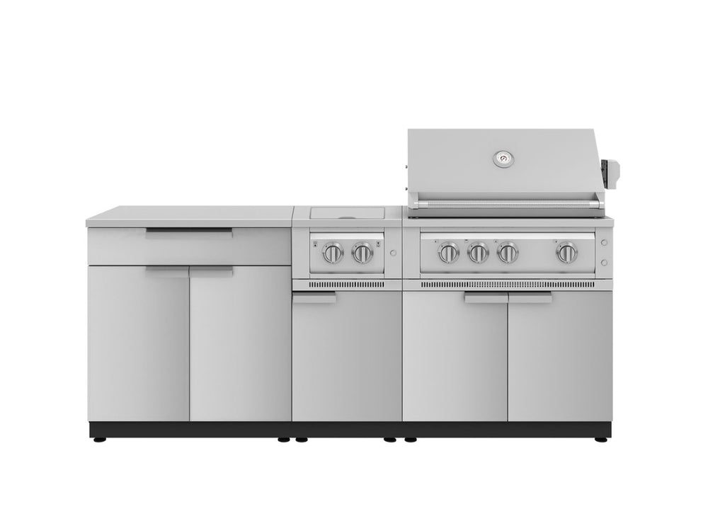 NewAge Outdoor Kitchens Stainless Steel 6-Piece Cabinet Set with Platinum Grill, Dual Side Burner, Bar and Grill Cabinet and Stainless Steel Countertop.-71551-Garage Giant