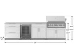 NewAge Outdoor Kitchens Stainless Steel 7-Piece Cabinet Set with 3-Drawer, Bar, Grill Cabinet, Platinum Grill, Countertop, and Glass Door Fridge-71436-Garage Giant 