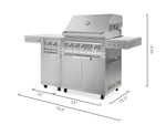 Newage Products Outdoor Kitchen Stainless Steel 2-Piece Grill Cart with Platinum Grill and Dual Side Burner-67114-33-Liquefied Propane (LP)-Garage Giant 