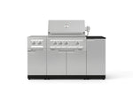 NewAge Outdoor Kitchens Outdoor Grill Island Stainless-Steel 6-Piece Cabinet Set with 1-Door, Grill Cabinet, Platinum Grill, Dual Side Burner and Dekton in Sirius Countertop - (Natural Gas) 