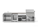 NewAge Outdoor Kitchens Stainless Steel 6-Piece Cabinet Set with Sink, Bar, Grill Cabinet, Platinum Grill, Countertop and Glass Door Fridge-73848-Garage Giant 