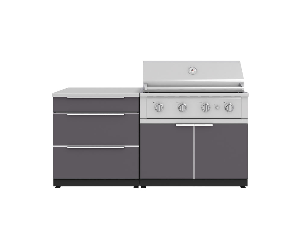 NewAge Outdoor Kitchens Aluminum 4-Piece Cabinet Set with 3 Drawer, Grill Cabinet, Performance Grill and Countertop-67367-Garage Giant