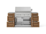 NewAge Outdoor Kitchens Outdoor Grill Island Stainless-Steel Louvered Doors 6-Piece Cabinet Set with 3 Drawers, Grill Cabinet, Platinum Grill and Countertops-74742-Garage Giant 