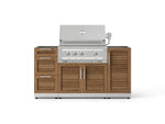 NewAge Outdoor Kitchens Outdoor Grill Island Stainless-Steel Louvered Doors 5-Piece Cabinet Set with 1 Door, 3 Drawer, Grill Cabinet and Platinum Grill - (Liquid Propane) 