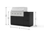 NewAge Outdoor Kitchens Outdoor Grill Island Stainless-Steel 4-Piece Cabinet Set with 3-Drawer, Grill Cabinet, Performance Grill and Dekton in Sirius Countertop - (Natural Gas) 