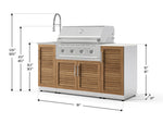 NewAge Outdoor Kitchens Outdoor Grill Island Stainless-Steel Louvered Doors 5-Piece Cabinet Set with Sink, 1 Door, Grill Cabinet, Performance Grill and Stainless Steel Countertop - (Liquid Propane) 